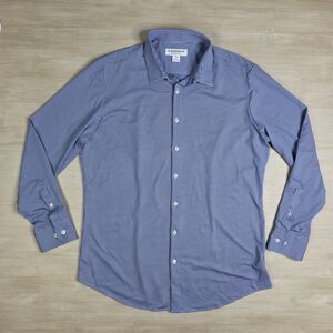 Mizzen + Main Shirt Mens XL Trim Fit Blue Check Performance Stretch Button Down